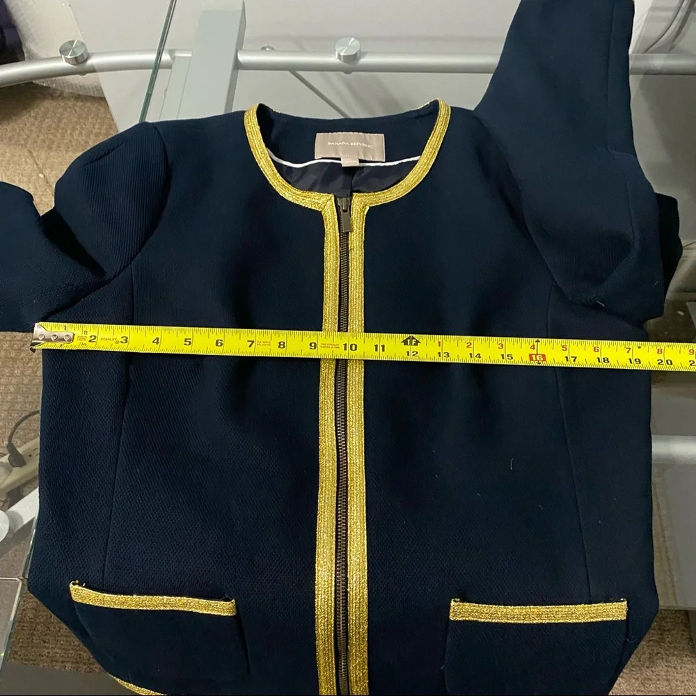 Banana Republic Blazer with Gold Trim Size 12 Blue - Picture 5 of 10